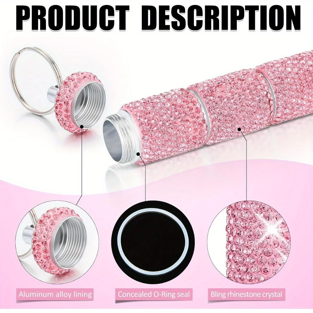 Portable Bling Keychain Storage Box 1-6 Compartments Travel Storage Case Pill Organizer Rhinestone Cute Beautiful Pill Holder