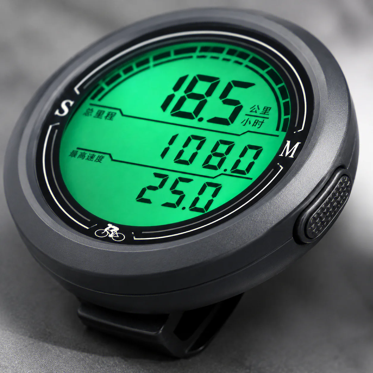 Wired Bike Speedometer IP67 Waterproof Round Shaped Bike Computer Large LCD Dispaly Backlight Screen Cycle Odometer
