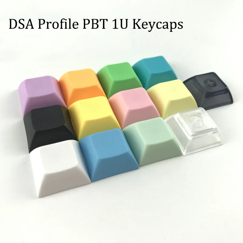 

DSA Keycaps For MX Switch Mechanical Keyboard 1U 1X Green Blue White Pink Black Keycap DIY Transparent Backlit Keyboard Key Caps