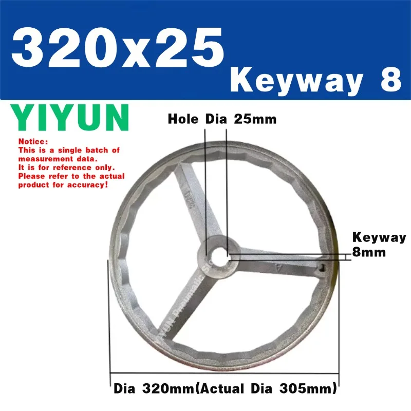 320x25 320x28 Cast Iron Chrome Handwheel Industrial Manual Round Corrugated Hand Wheel Crank Handle for Lathe Milling Machine