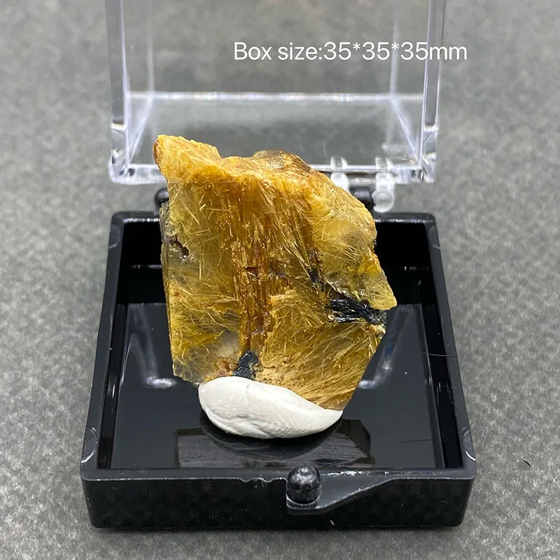 

100% natural brazilian golden hair crystal rough crystal ore specimen +Box size：35*35*35mm