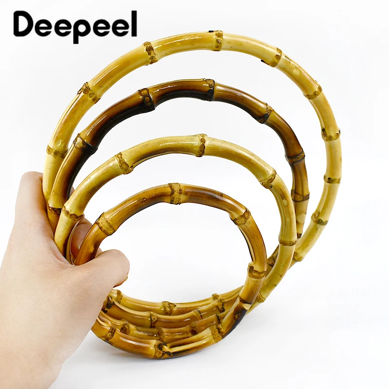 1/2/4Pcs Deepeel 7-18cm Natural Bamboo Bag Handles for Women Handbag Purse Handle Woven-Bag Ring DIY Handmade Bags Accessories