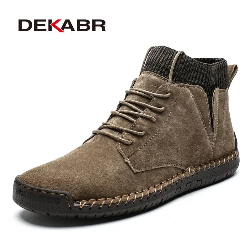 

DEKABR Brand Men Snow Boots Winter Plush Warm Men Motorcycle Boots Lace-Up Non-slip Male Ankle Boots Autumn Man Work Shoes
