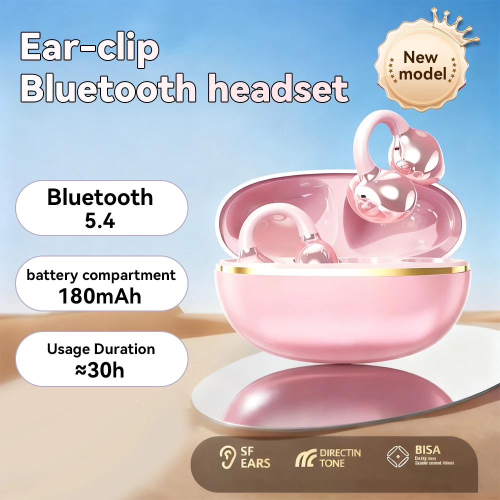 Auriculares Bluetooth con Clip, Inalámbricos, Cómodos y Elegantes, Diseño con Clip, Sonido de Alta Calidad, Ligeros y Portátiles