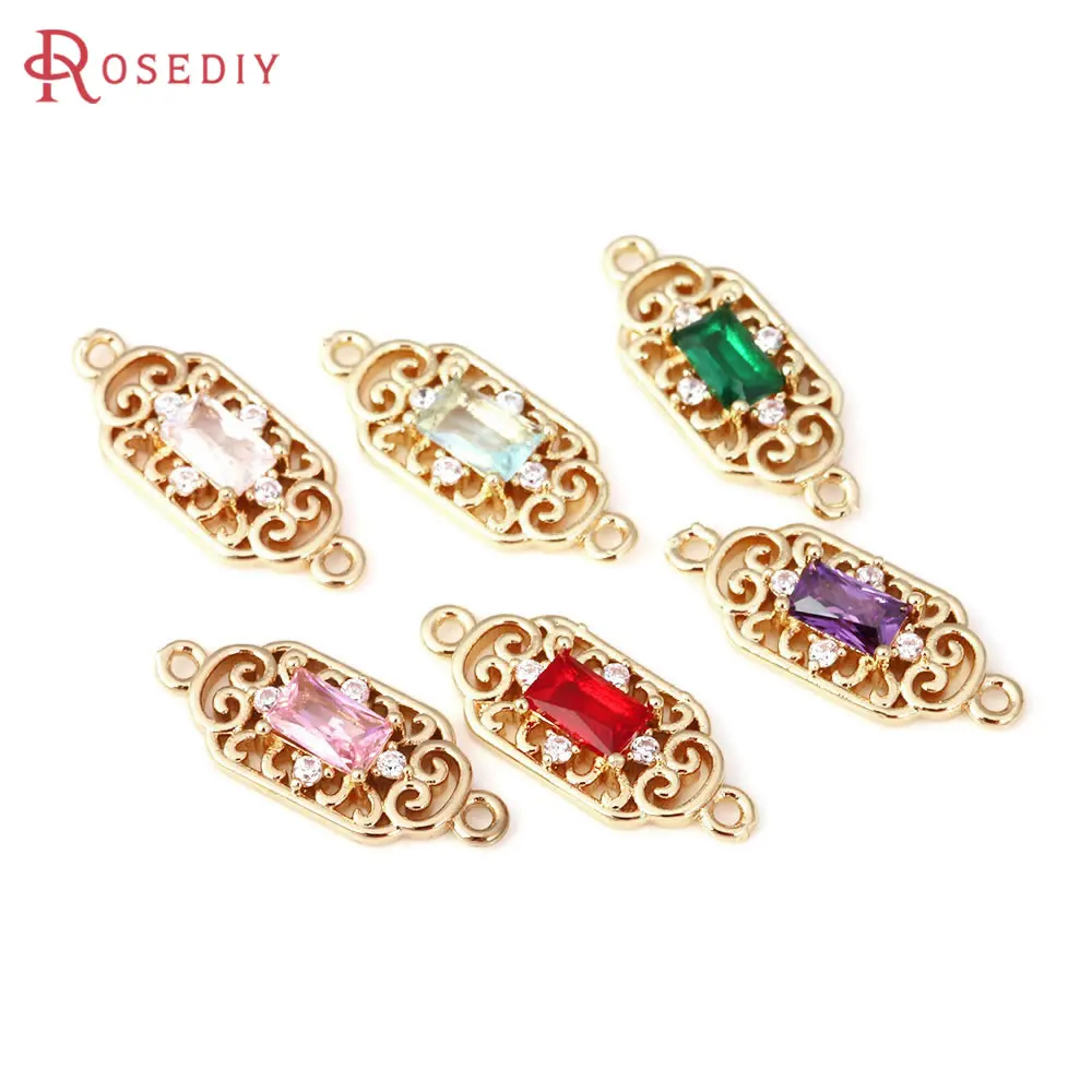 10PCS 18K Gold Color Rectangle Connect Charms Pendants Earrings High Quality Diy Jewelry Accessories Rosediy official-website