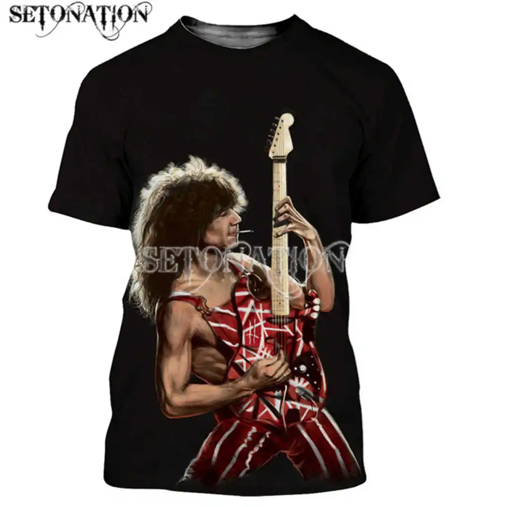 Eddie Van Halen customize men women fashion cool 3D print t-shirts Harajuku style tshirt streetwear summer tops