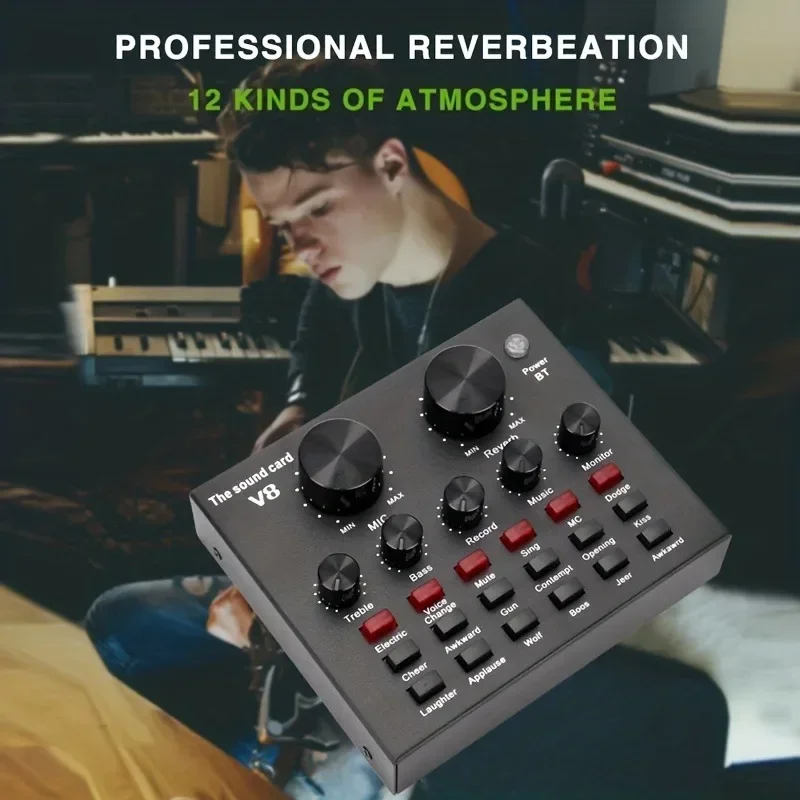 

V8 V8S V8SK Audio Mixer USB External Headset Microphone Webcast Personal Live Broadcast Sound Card For Phone Computer