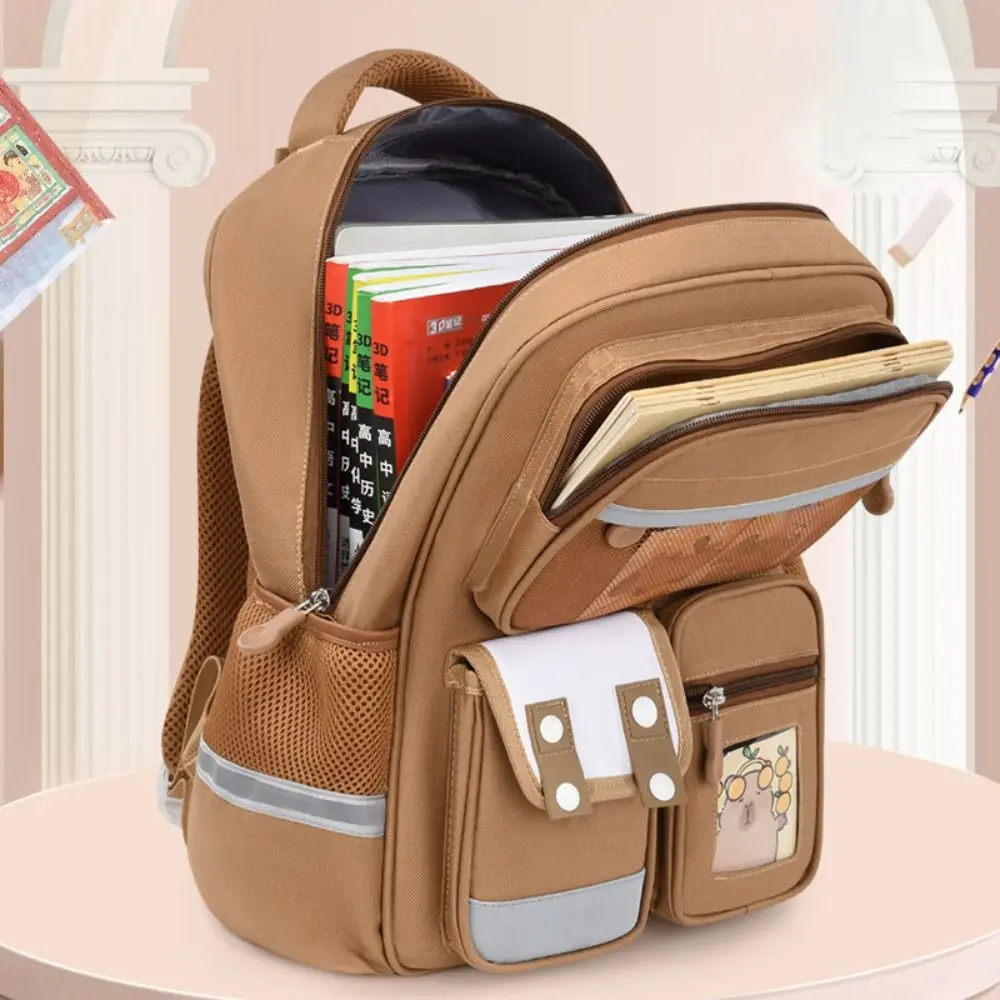 

Multi-Compartment Capybara Backpack Oxford Cloth Waterproof Cartoon Animal School Bag with Reflective Strip Large Capacity