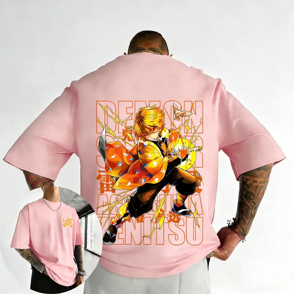 Plus Size Demon Slayer Summer Anime Printed Men, Women T-shirt Casual Parent Child Top Fashion Harajuku Style Street Wear Y2K view 6