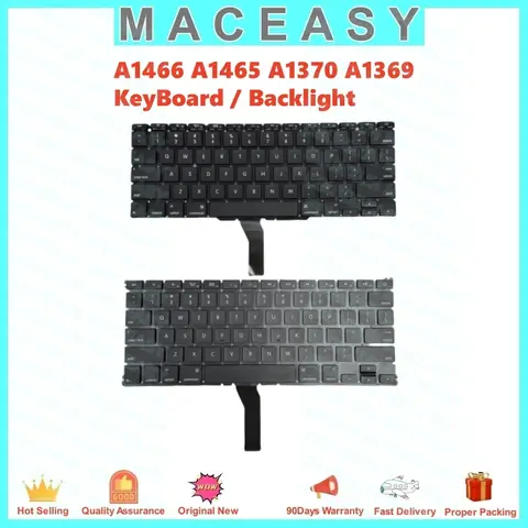 A1466 A1465 A1370 A1369 Ersatztastatur mit Hintergrundbeleuchtung, Verwendung für MacBook Air 11/13 Zoll, integrierte Tastatur, US-UK, 2010–2017 Jahre