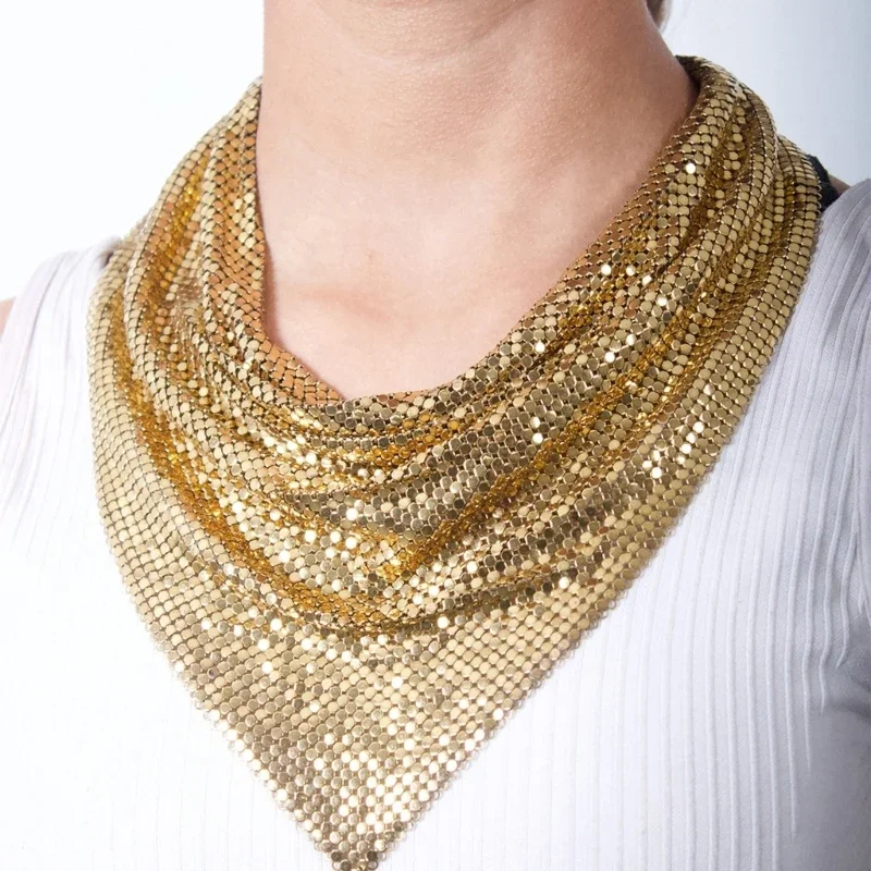 

Sequined Scarves for Night Club Party Bandanas Punk Neck Scarf Stage Performances Necklace Shimmering Headscarf Neckwear