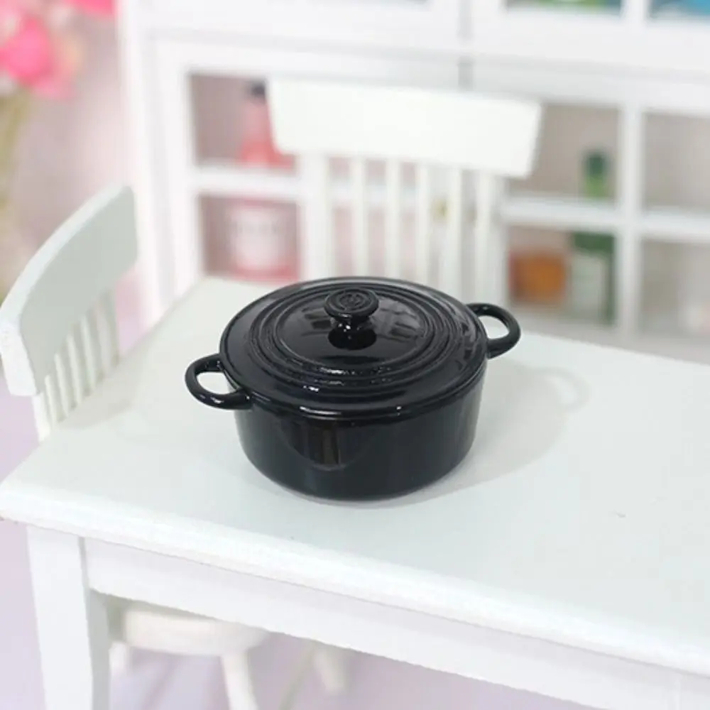 Pretend Play Mini Pot Model Kitchenware Alloy Simulation Stockpot Kitchen Utensil Cooking Ware Cooking Toys Doll House Decor