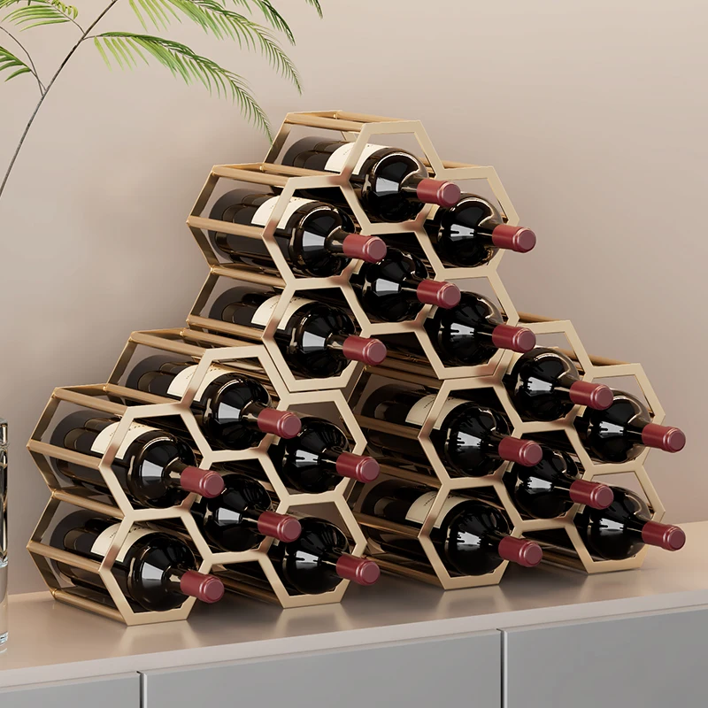 

6 Grid Iron Metal Wine Racks Red Wine Bottle Storage Wine Display Rack Bar Dessktop Decoration Cabinet Display Home Decoration