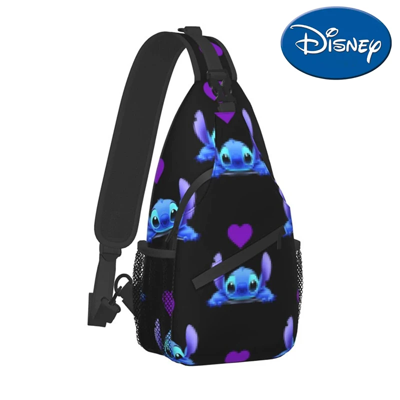 

Нагрудная сумка Kawaii Disney Stitch, мультяшная вместительная сумка через плечо, многофункциональная портативная сумка, простой рюкзак на одно плечо