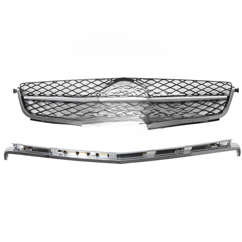 For Mercedes Benz C Class W204 2008 2009 2010 2011 Carbon Fiber Car Grilles Matte Glossy Black Chromed C63 AMG Front Grille