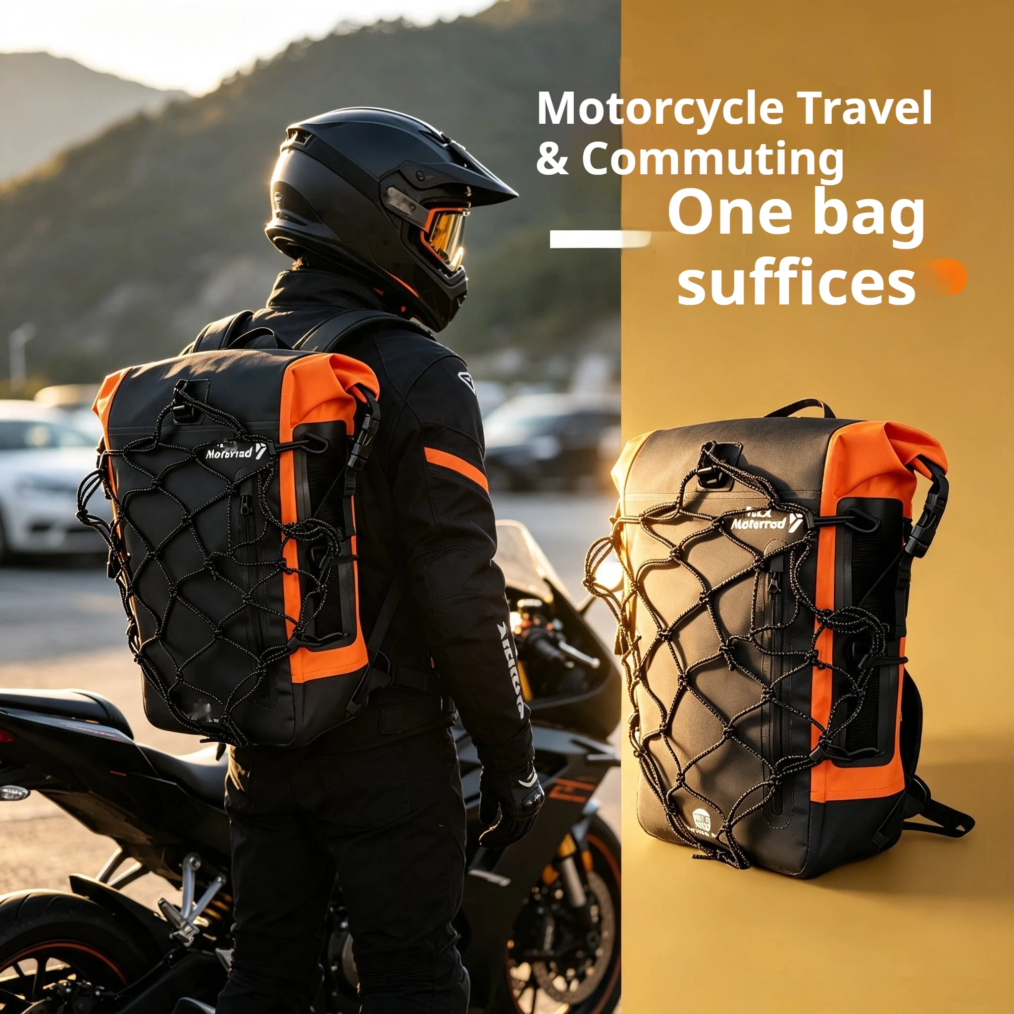 For Motorcycle Waterproof Helmet Backpack Large Capacity Touring Riding Commuter Hiking No-Drill Accesorios Moto