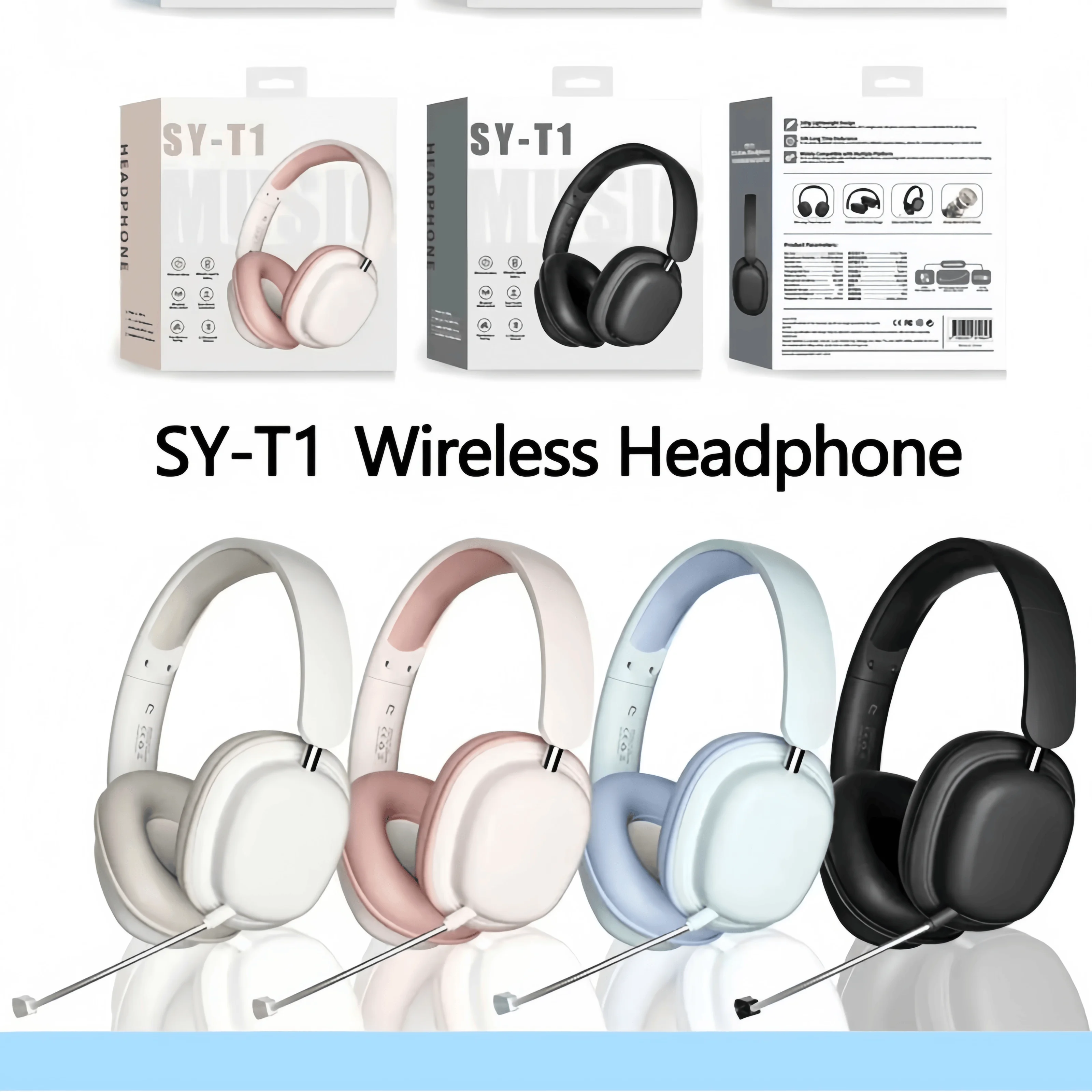 

Наголовные беспроводные наушники, складные Bluetooth 5,3, HIFI стерео с микрофоном, 40 мм, игровые наушники с шумоподавлением