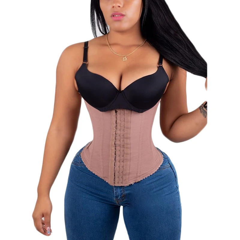 

Fajas Colombianas Women's High Compression Waist Trainer Adjustable Hook Shaper Boned Abdomen Belt Corset Flat Belly Sheath