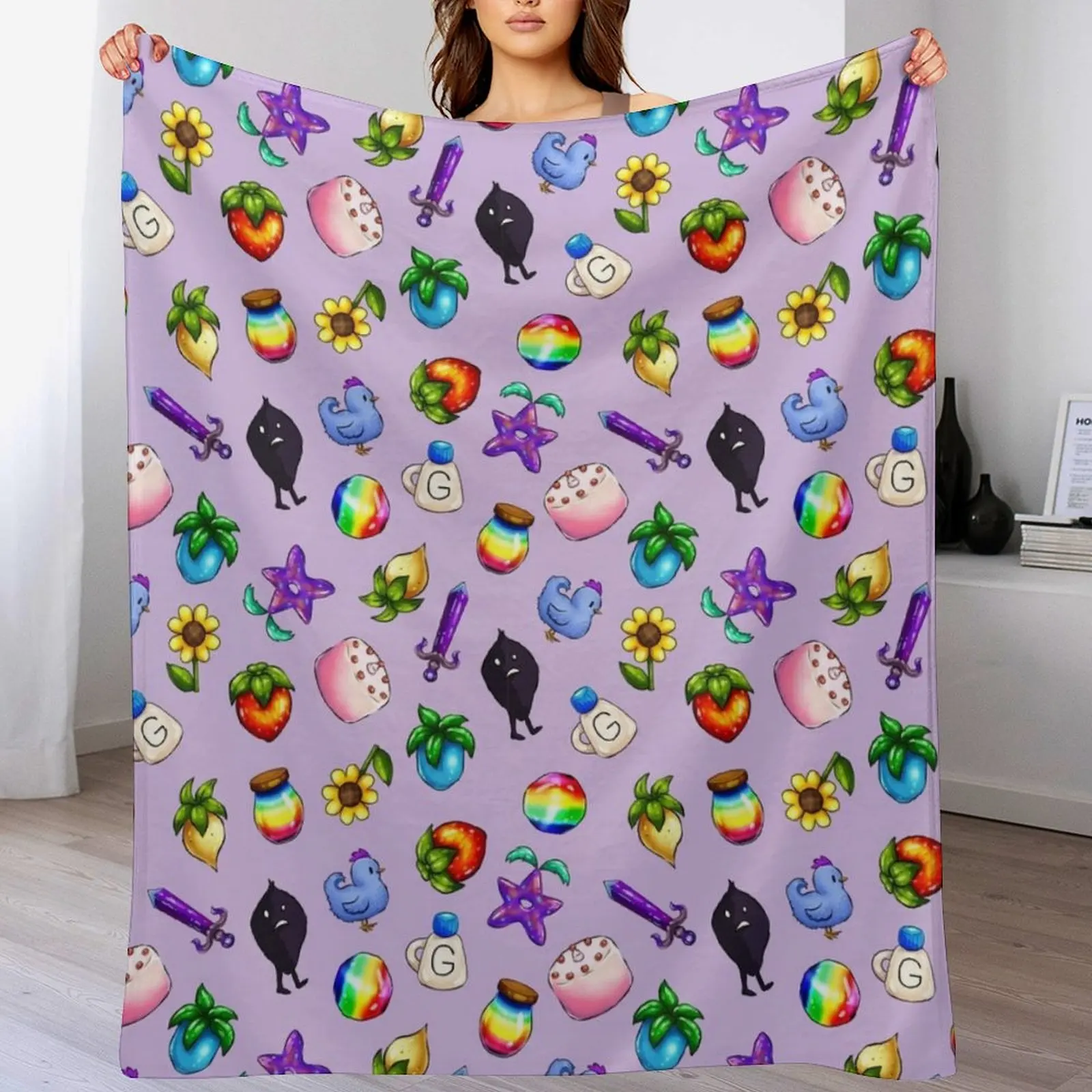 

Handdrawn Stardew Valley icons Throw Blanket Blankets For Sofas Personalized Gift sofa bed Sofa Throw Blankets