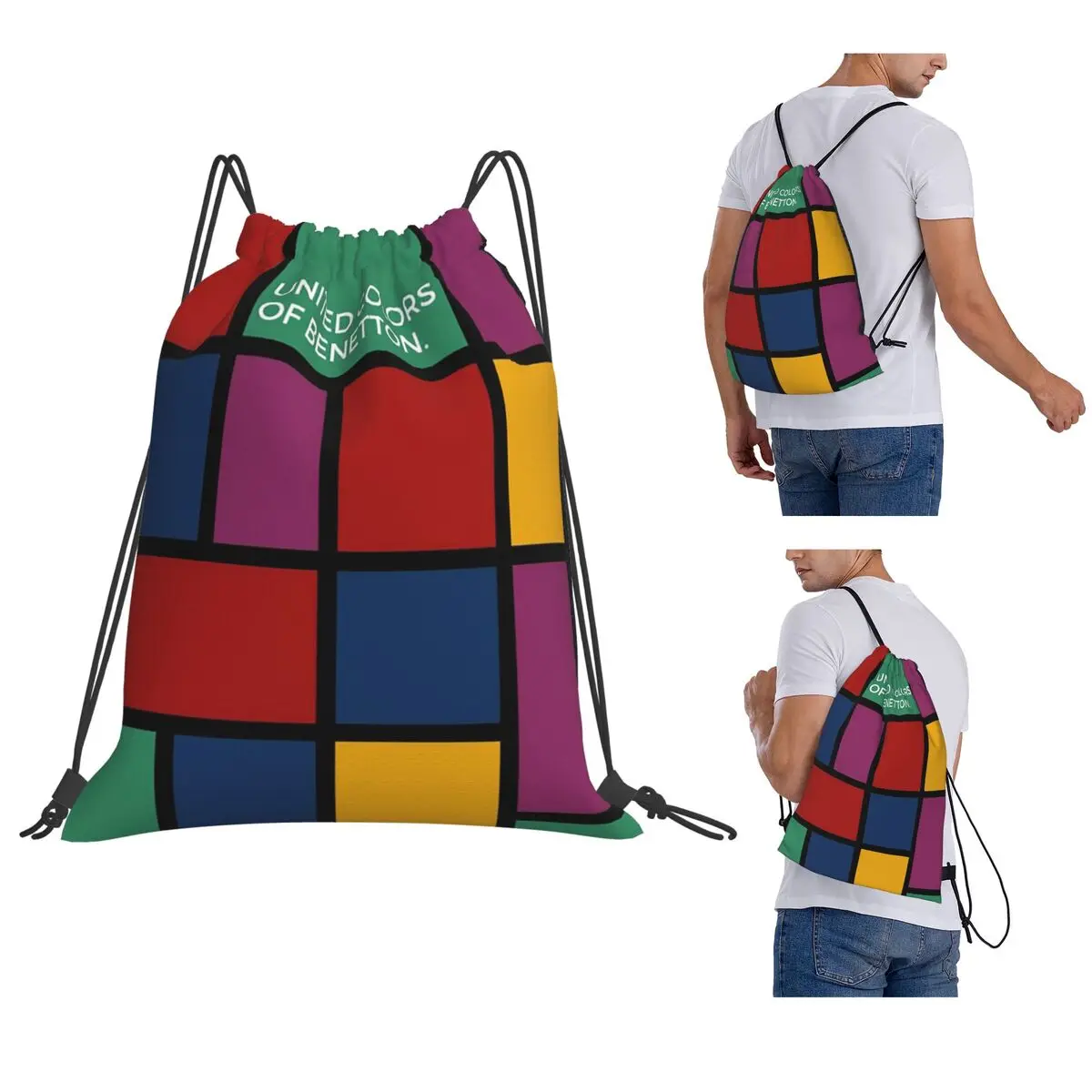 Mochilas United Colors Of Benetton, bolsas portátiles con cordón, bolsa deportiva, bolsas para libros para hombre, mujer, escuela