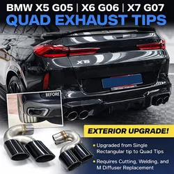 Glossy Plated Exhaust Tip For BMW X5 G05 X6 G06 X7 G07 2019+ X5M Look 304 Stainless Steel Muffler Tailpipe