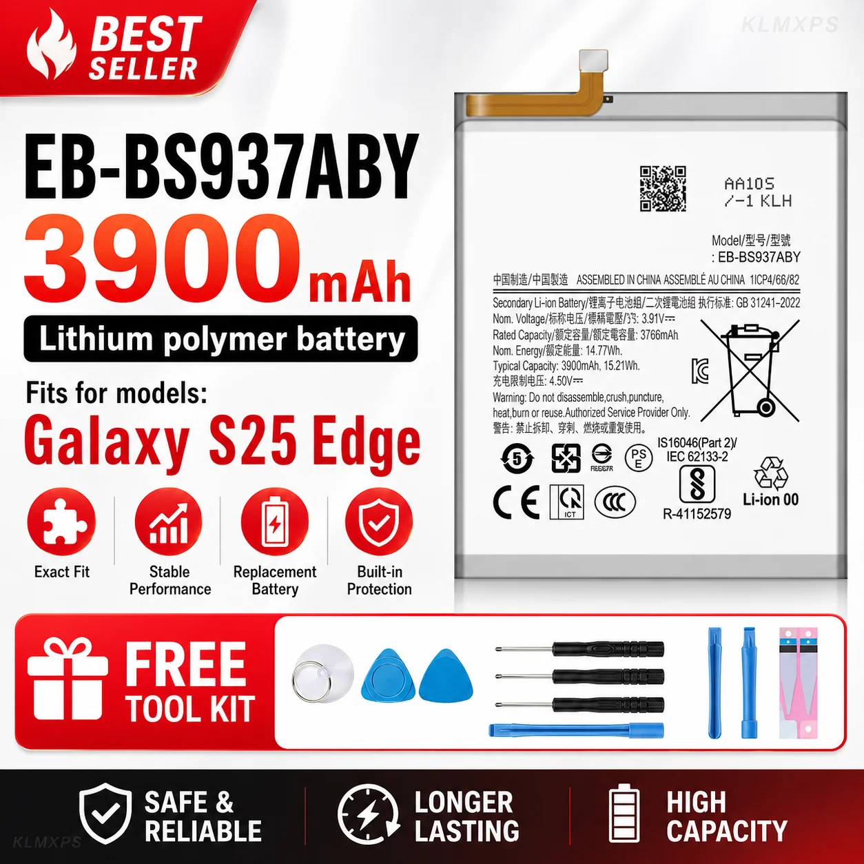Phone Replacement Battery For Samsung Galaxy S22 S23 S24 S25 Plus Ultra FE Edge Compatible EB-BS928ABY EB-BS731AB