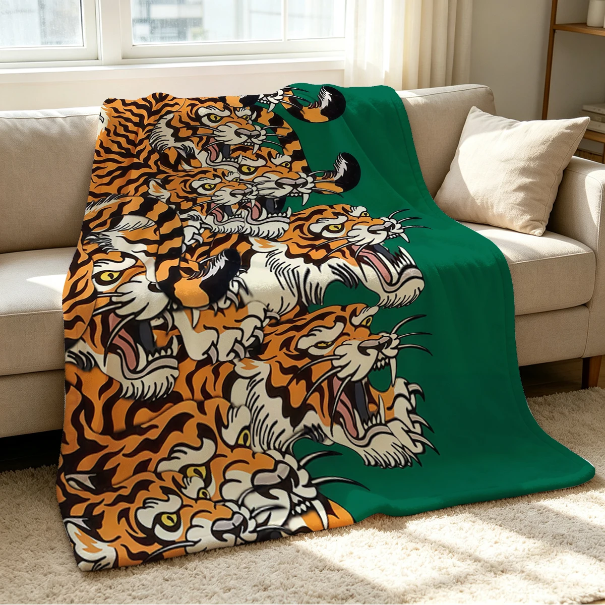 Tiger Pack Blanket Soft Cozy Throw for Sofa Bed Festive Holiday Decor Gift for Kids and Adults,Lightweight and Warm