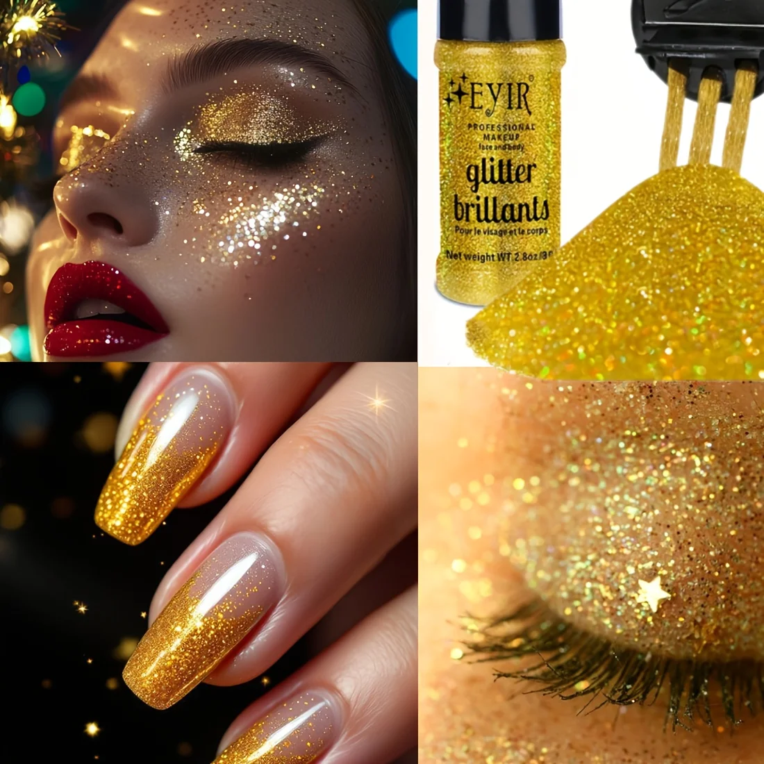 80g Fine Glitter Powder Silver Gold Shimmer Sequins Shake Bottle For Face Body Makeup Nail Art DIY Decoration