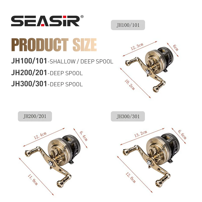 SEASIR JH201 ベイトリール ネオプレンカバー付き SEASIR JH ドラムベイトキャスティングメタルボディリール,最大強度の