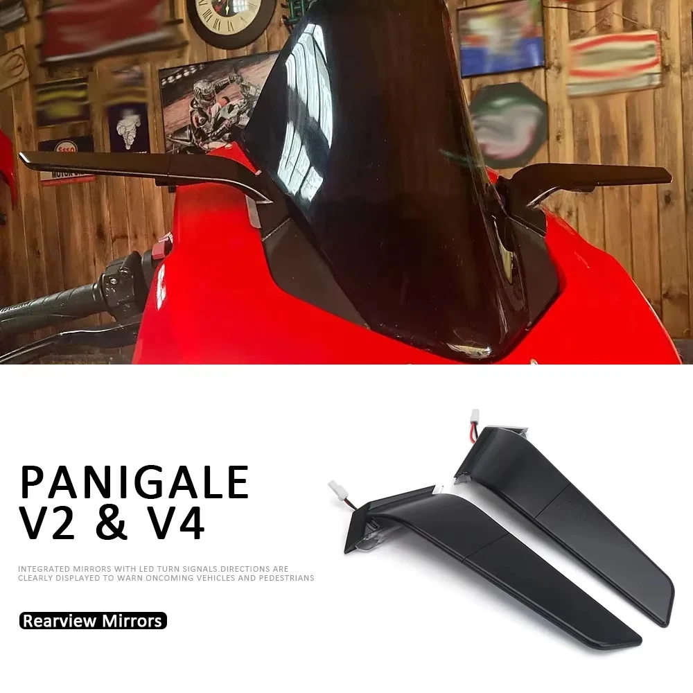 

New Motorcycle Accessories For Ducati Panigale V2 2020-2024 PANIGALE V4 2018-2024 Rearview Mirror With LED Turn Signals Kit