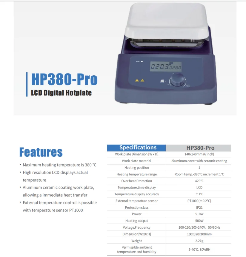 IKEME LED Digital Hotplate Max Heating Plate Temperature 380-550°C  LCD Digital Glass Ceramic HotPlate Magnetic Stirrer