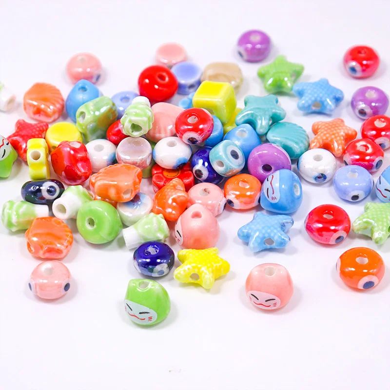 Mini Colored Ceramic Beads For Jewelry Making DIY Earring Bracelet Necklace Starfish Shell Shape Ceramic Jewelry Accessories