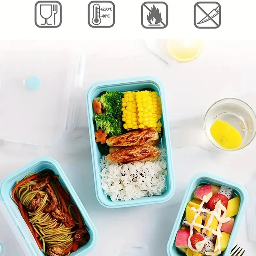 4pcs Food Storage Containers - Collapsible, Airtight, Freezer & Microwave Safe - Ideal for Leftovers and Fresh Fruit