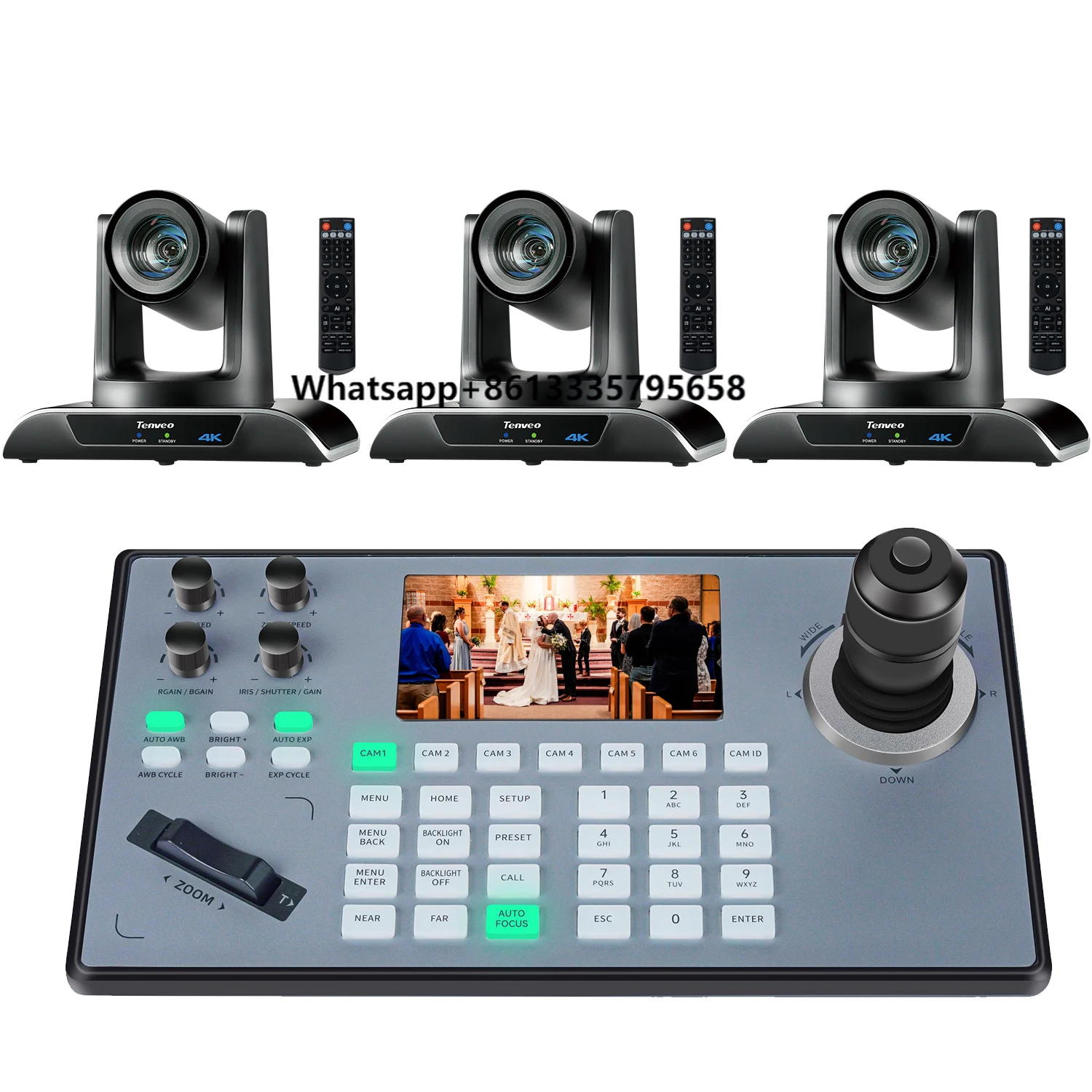 

2025 Hot Sales Tenveo 20x Zoom 4K 30fps PTZ Set 3pcs & KB200PRO Joystick Controller 1pc for Conference Group