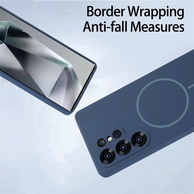 حافظة سيليكون سائلة أصلية لهاتف سامسونج جالاكسي S25 S24 S23 Plus مغناطيسية للغاية لهاتف Magsafe غطاء ممتص للصدمات ناعم للشحن اللاسلكي