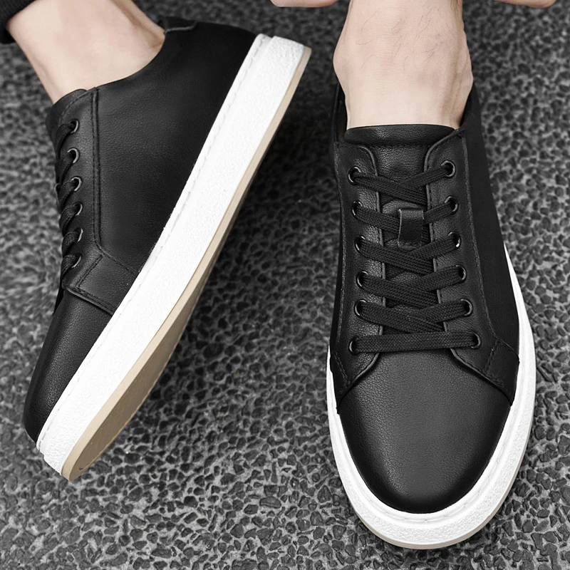 

Мужские кроссовки, повседневная обувь, мужские туфли на плоской подошве, Zapatillas Hombre, легкая дышащая обувь из натуральной кожи, мужские черные спортивные туфли для доски