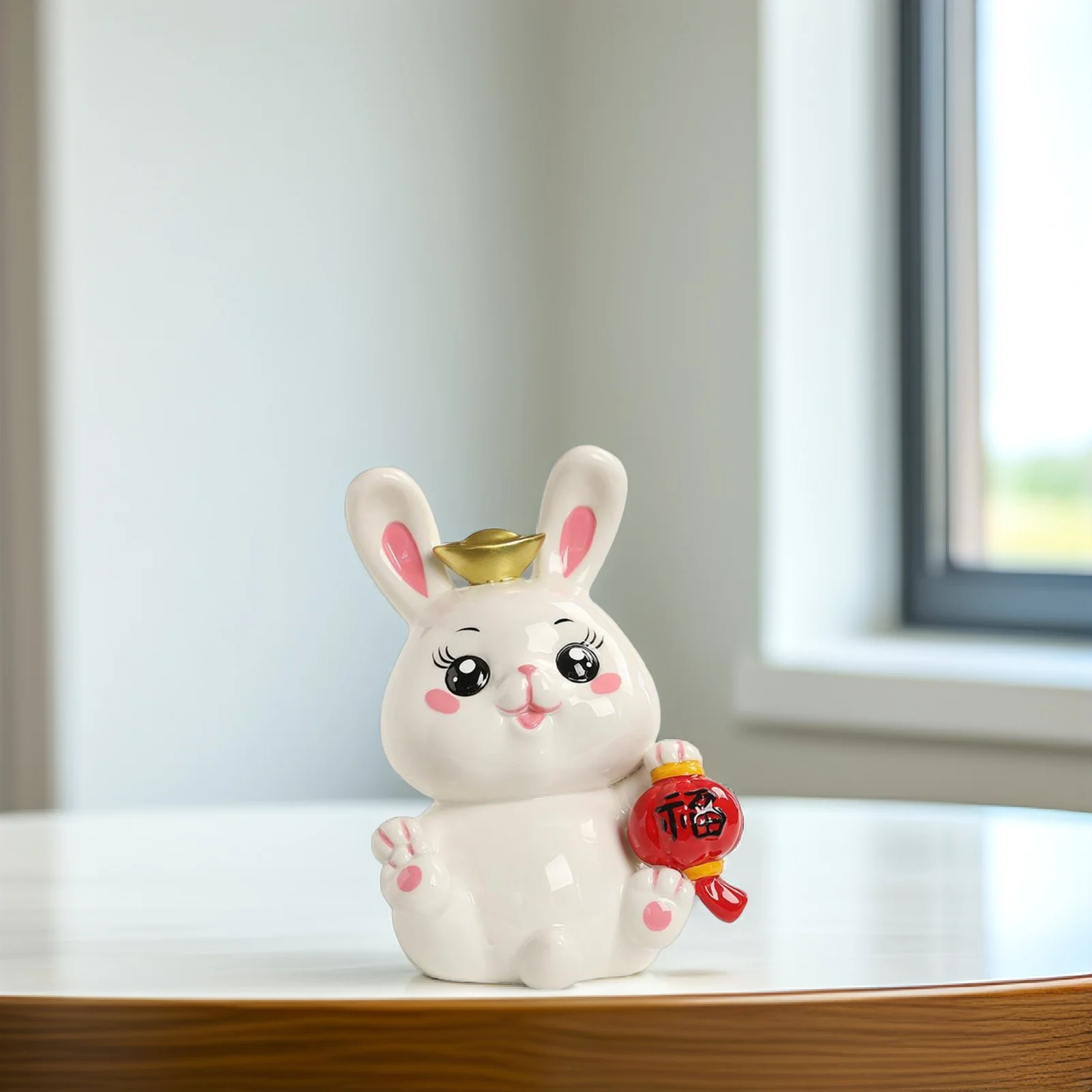 حصالة على شكل أرنب سيراميك للأطفال، حاوية عملات معدنية متينة لغرفة النوم وغرفة المعيشة، وعاء توفير وعاء المال المزخرف، بنك العملات المعدنية الكرتونية