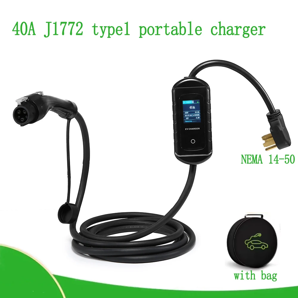 

40A 9.6KW Max SAE J1772 Type1 Portabl Electric Car Charger Level 2 EV Charger With NEMA14-50