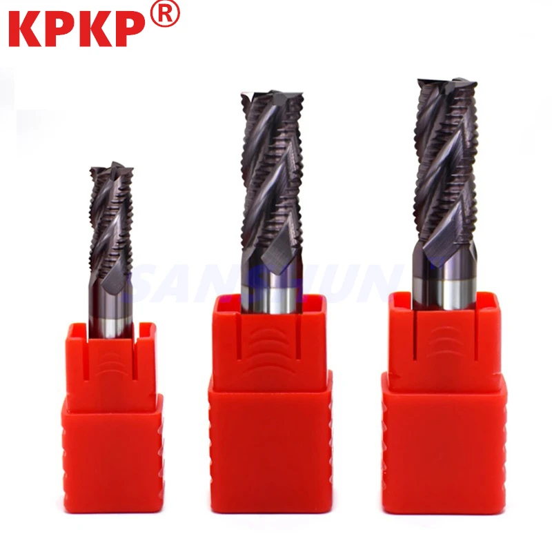 Rough Skin Milling Cutter Aço de Tungstênio Liga Dura Madeira Áspera Ferramentas Estendidas Onduladas End Milling Cutter Hrc55 4-blade