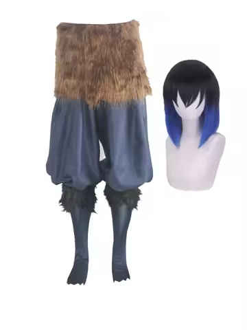 Anime Hashibira Inosuke cosplay costume pig silicone mask Geta Clogs wig Halloween party costume