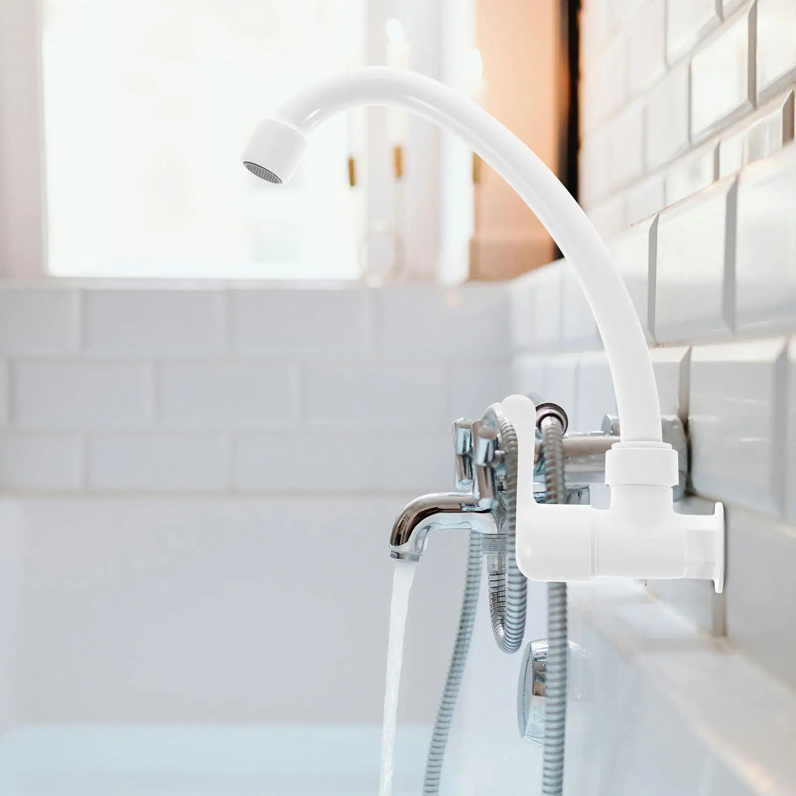 Modern Kitchen Faucet with Sink Sprayer – Cold Water Tap for Laundry Basin, Wear-Resistant Plastic Bathroom Fixture