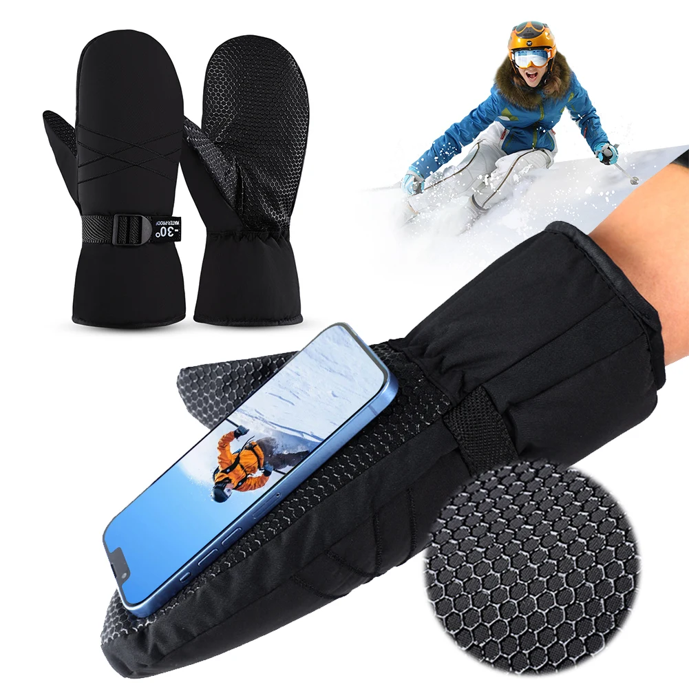 

Ski Mittens Waterproof Snow Gloves Thermal Winter Gloves Windproof Snowboard Gloves for Men and Women