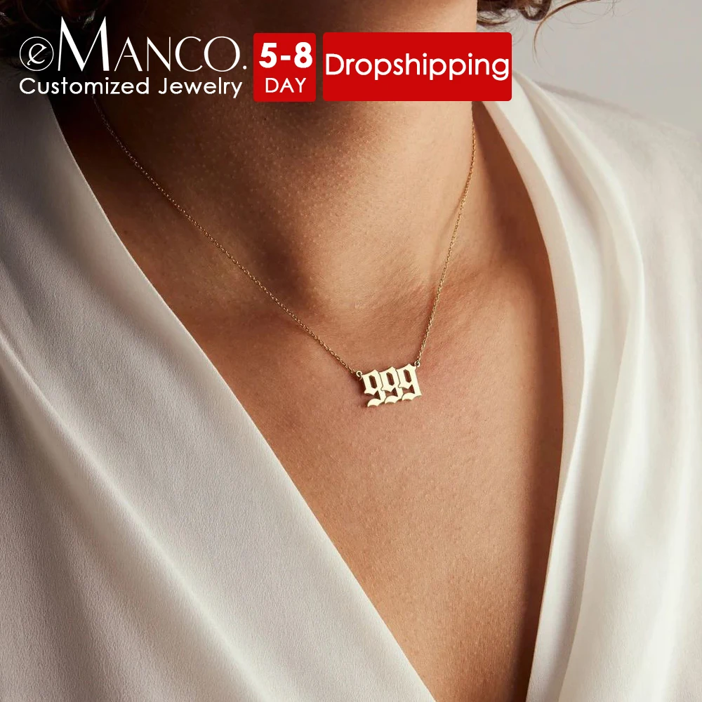 eManco Lucky Number Necklace 316 Stainless Steel Necklace Angel Numbers 111-999 Women's Jewelry