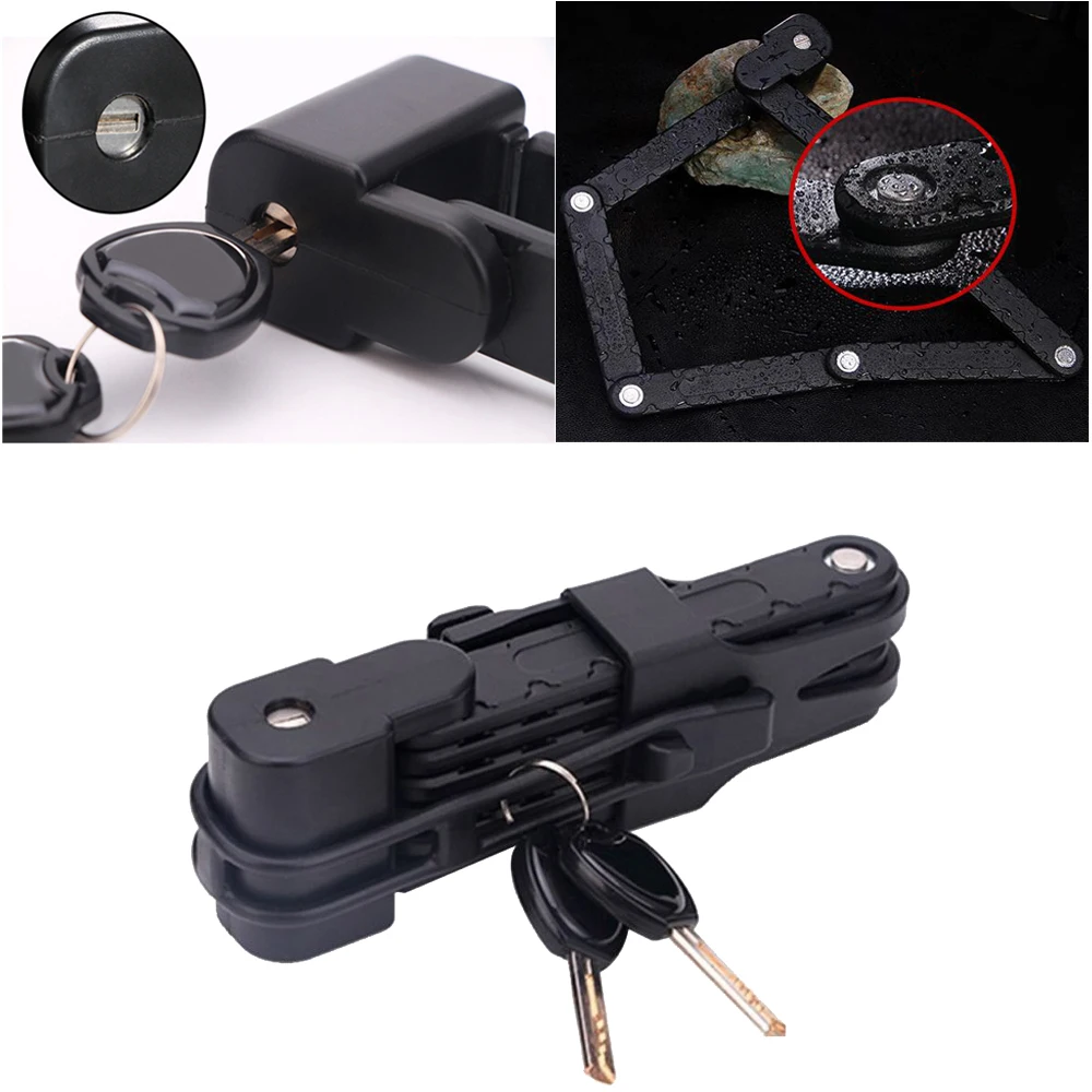 Folding Bike Lock Black Steel Abs Rubber Coated Anti-Rust Anti-Scratch Secure For Road Bicycle Cycling Combination