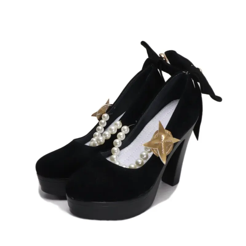 Anime Zenless Zone Zero Astra Yao Cosplay Shoes Black High Heels Short PU Leather Boots For Halloween Carnival