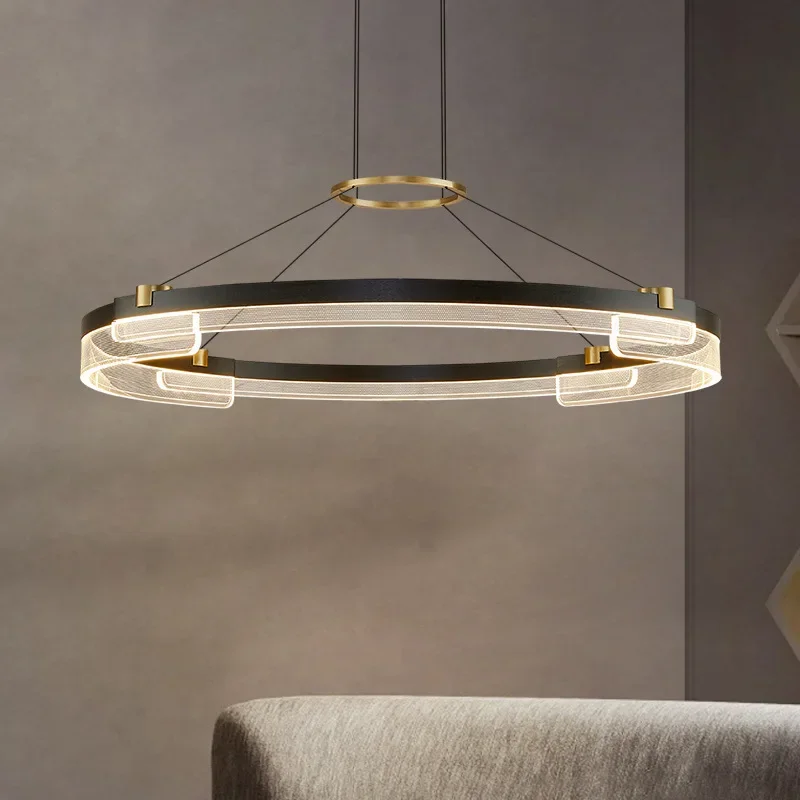 Minimalist LED Pendant Lamp Designer Light Luxury Ring Chandelier Suspended Light Luminaries Villa Bedroom Parlor Restaurant