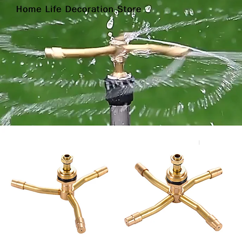 1Pc 3/4 Arm 360°Automatic Rotary Whirling Sprinkler Outdoor Garden Lawn Irrigation Watering Nozzle Spray Rotating Brass Sprayer