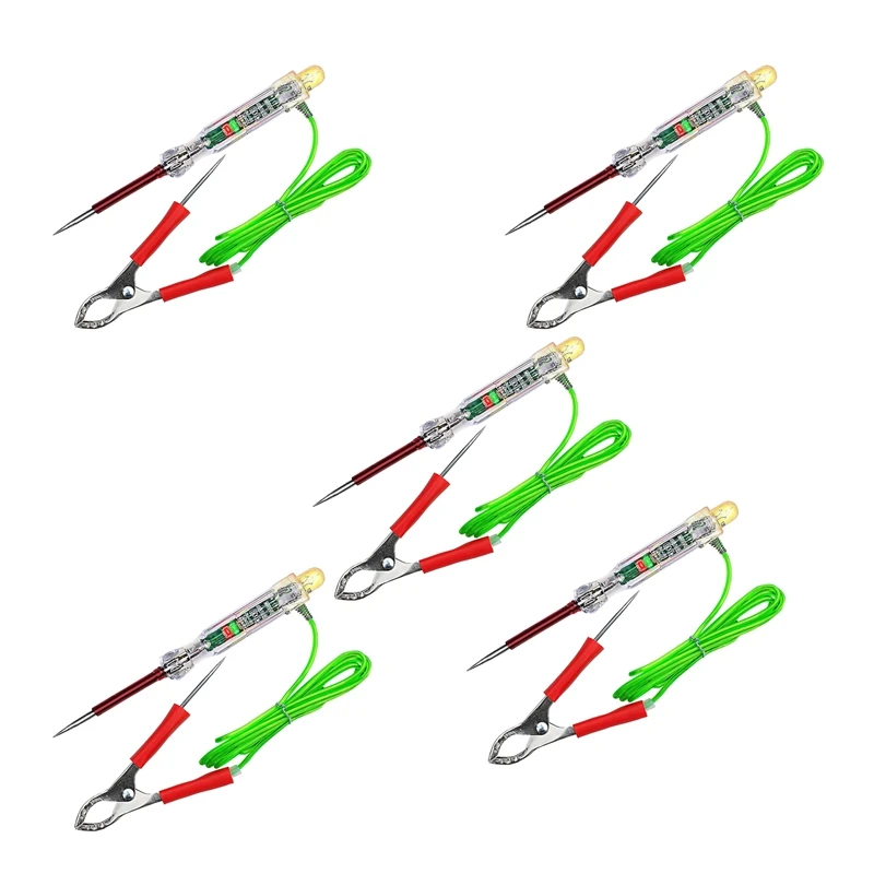 5X Automotive LED Circuit Tester 6-24V Test Light With Dual Probes 47 Inch Antifreeze Wire Alligator Clip For Testing