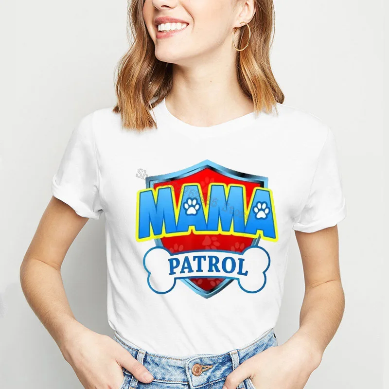 Cartoon Divertente PAPA MAMA Paw Patrol Dog Mamma Papà T-shirt in cotone Grafica per uomo Donna Abiti per la famiglia Estate Manica corta Top
