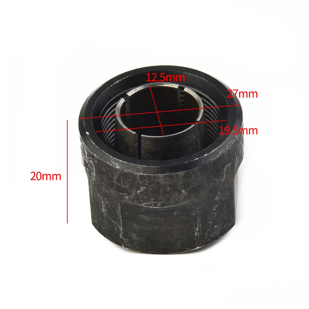 Black Collet Chuck Adapter Nut Plunge Electric Router Bit Collets 12.7mm Center Hole For 3612 Engraving Machine